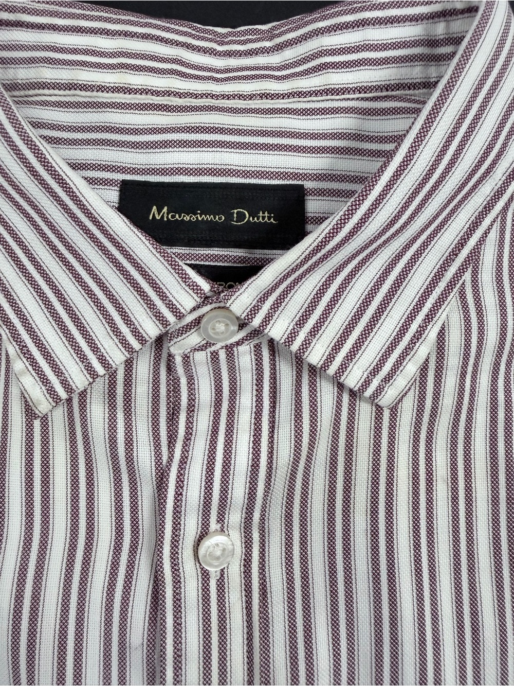 Massimo Dutti Men's Burgundy Stripe Button-Down Shirt SKU1072